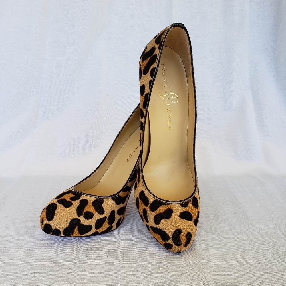 IVANKA TRUMP PINKETTE LEOPARD PUMP COW HAIR 7.5